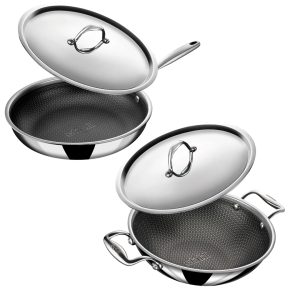 Stahl – Hybrid Triply Koekenpan (24cm) + Wok (28cm) – Set 2-Delig