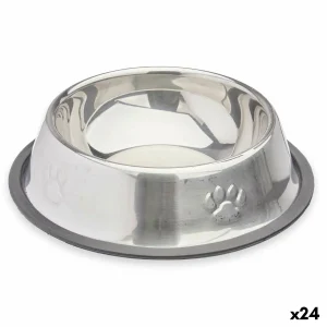 Voerbak voor honden Mascow Grijs Zilverkleurig Rubber Metaal 18 x 4,5 x 18 cm 35 x 0,03 x 25 cm (24 Stuks)
